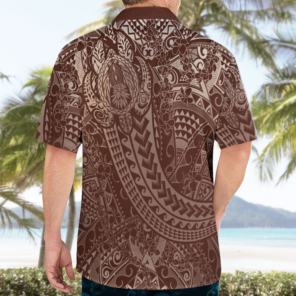 Hawaiian Turtles and Leis Hawaiian Shirt Tribal Kakau Pattern Mocha Mousse Color LT03 - Polynesian Pride