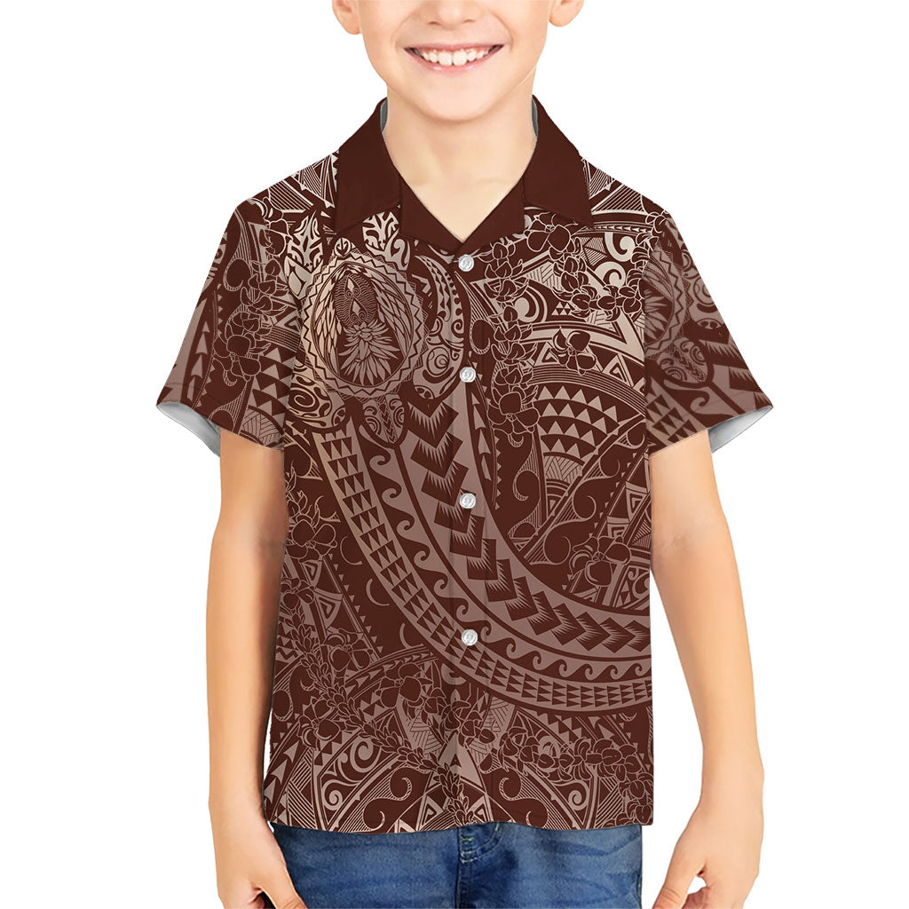 Hawaiian Turtles and Leis Hawaiian Shirt Tribal Kakau Pattern Mocha Mousse Color LT03 - Polynesian Pride