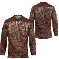 Hawaiian Turtles and Leis Hockey Jersey Tribal Kakau Pattern Mocha Mousse Color LT03 - Polynesian Pride
