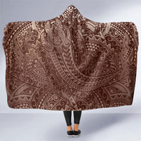 Hawaiian Turtles and Leis Hooded Blanket Tribal Kakau Pattern Mocha Mousse Color LT03 One Size Mocha Mousse - Polynesian Pride