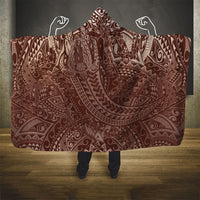 Hawaiian Turtles and Leis Hooded Blanket Tribal Kakau Pattern Mocha Mousse Color LT03 - Polynesian Pride