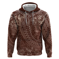 Hawaiian Turtles and Leis Hoodie Tribal Kakau Pattern Mocha Mousse Color LT03 Pullover Hoodie Mocha Mousse - Polynesian Pride