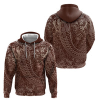 Hawaiian Turtles and Leis Hoodie Tribal Kakau Pattern Mocha Mousse Color LT03 - Polynesian Pride