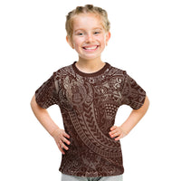 Hawaiian Turtles and Leis Kid T Shirt Tribal Kakau Pattern Mocha Mousse Color LT03 Mocha Mousse - Polynesian Pride