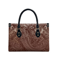 Hawaiian Turtles and Leis Leather Bag Tribal Kakau Pattern Mocha Mousse Color LT03 - Polynesian Pride
