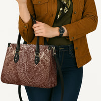 Hawaiian Turtles and Leis Leather Bag Tribal Kakau Pattern Mocha Mousse Color LT03 - Polynesian Pride