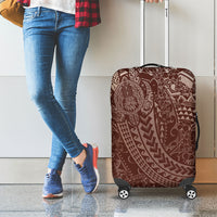 Hawaiian Turtles and Leis Luggage Cover Tribal Kakau Pattern Mocha Mousse Color LT03 - Polynesian Pride