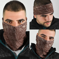 Hawaiian Turtles and Leis Neck Gaiter Tribal Kakau Pattern Mocha Mousse Color LT03 - Polynesian Pride