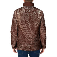 Hawaiian Turtles and Leis Padded Jacket Tribal Kakau Pattern Mocha Mousse Color LT03 - Polynesian Pride
