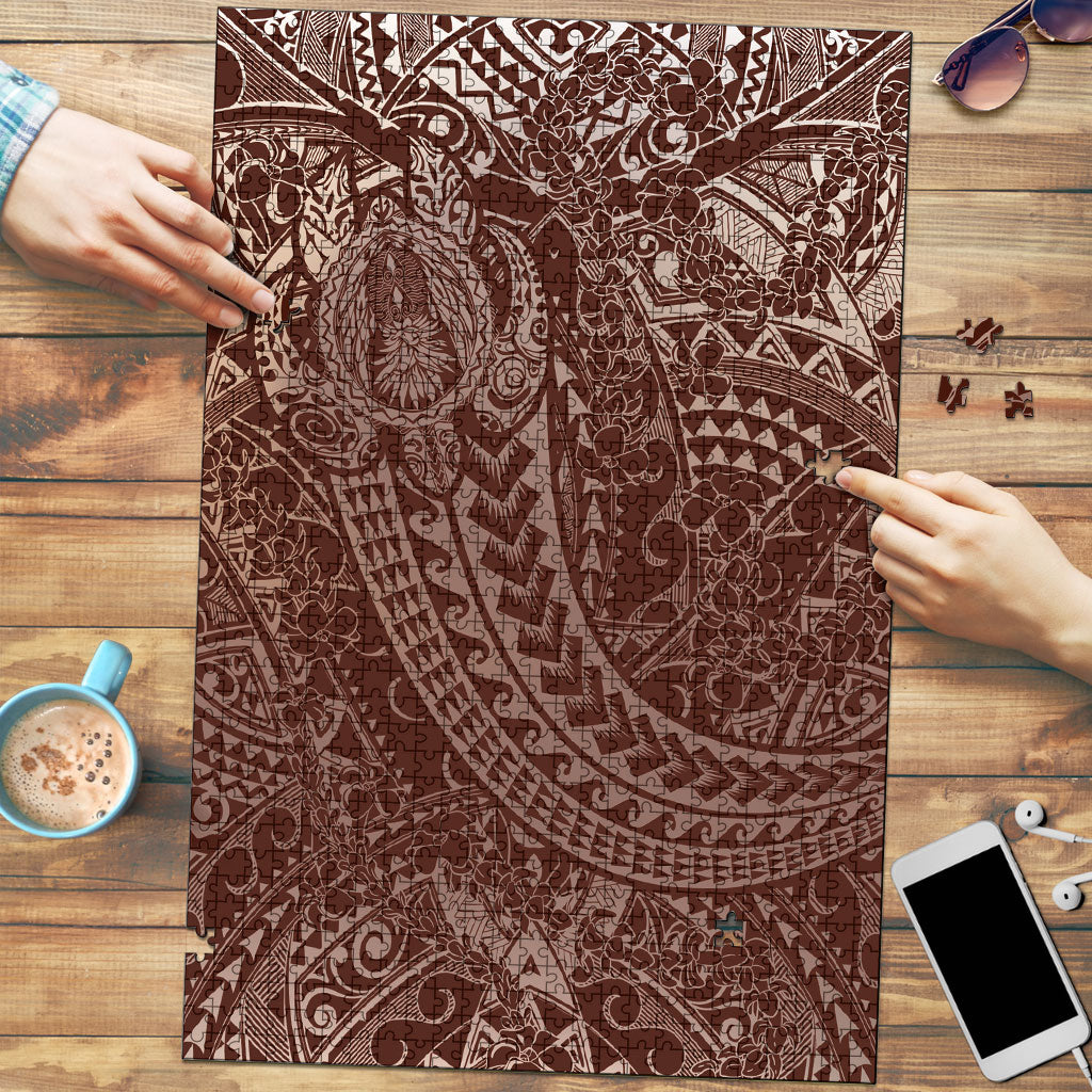 Hawaiian Turtles and Leis Puzzle Tribal Kakau Pattern Mocha Mousse Color LT03 Mocha Mousse - Polynesian Pride