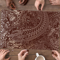 Hawaiian Turtles and Leis Puzzle Tribal Kakau Pattern Mocha Mousse Color LT03 - Polynesian Pride