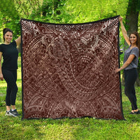 Hawaiian Turtles and Leis Quilt Tribal Kakau Pattern Mocha Mousse Color LT03 - Polynesian Pride