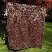 Hawaiian Turtles and Leis Quilt Tribal Kakau Pattern Mocha Mousse Color LT03 - Polynesian Pride