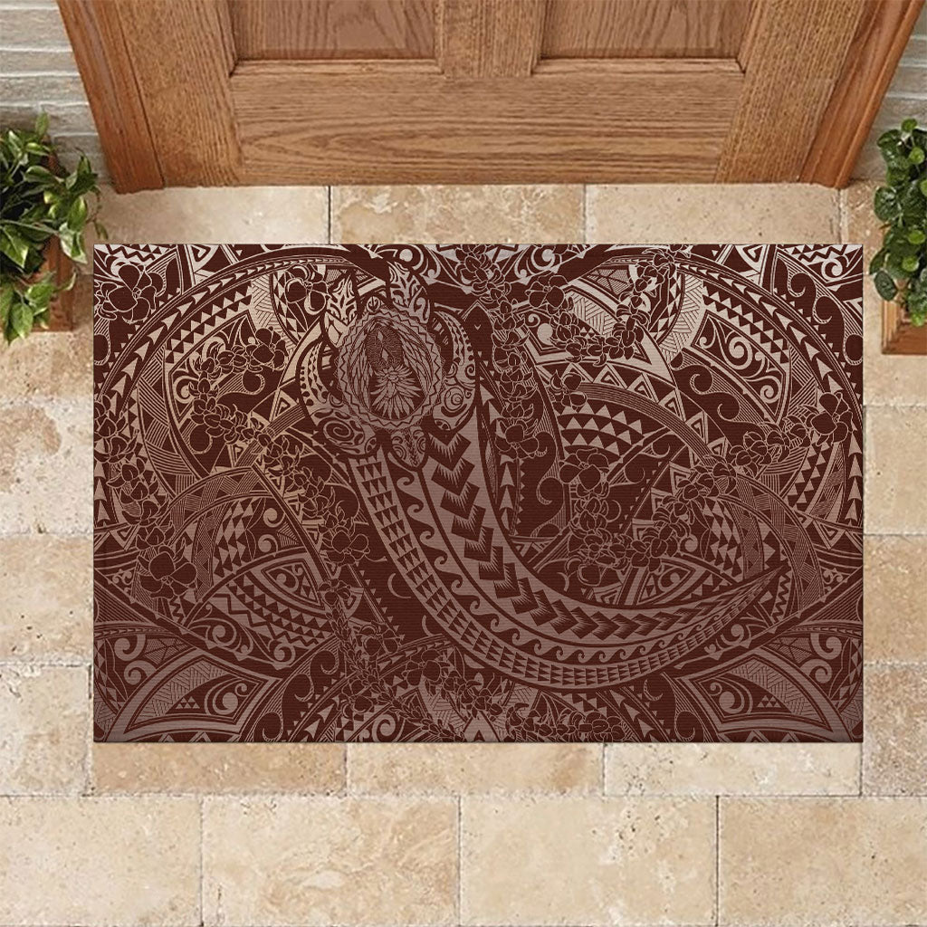 Hawaiian Turtles and Leis Rubber Doormat Tribal Kakau Pattern Mocha Mousse Color LT03 Mocha Mousse - Polynesian Pride