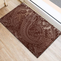 Hawaiian Turtles and Leis Rubber Doormat Tribal Kakau Pattern Mocha Mousse Color LT03 - Polynesian Pride