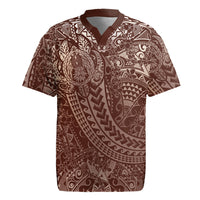 Hawaiian Turtles and Leis Rugby Jersey Tribal Kakau Pattern Mocha Mousse Color LT03 Mocha Mousse - Polynesian Pride