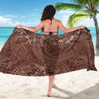 Hawaiian Turtles and Leis Sarong Tribal Kakau Pattern Mocha Mousse Color LT03 - Polynesian Pride