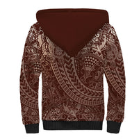Hawaiian Turtles and Leis Sherpa Hoodie Tribal Kakau Pattern Mocha Mousse Color LT03 - Polynesian Pride