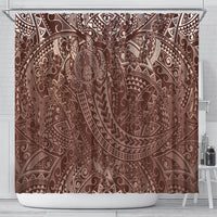Hawaiian Turtles and Leis Shower Curtain Tribal Kakau Pattern Mocha Mousse Color LT03 - Polynesian Pride