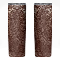 Hawaiian Turtles and Leis Skinny Tumbler Tribal Kakau Pattern Mocha Mousse Color LT03 Mocha Mousse - Polynesian Pride