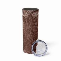 Hawaiian Turtles and Leis Skinny Tumbler Tribal Kakau Pattern Mocha Mousse Color LT03 - Polynesian Pride