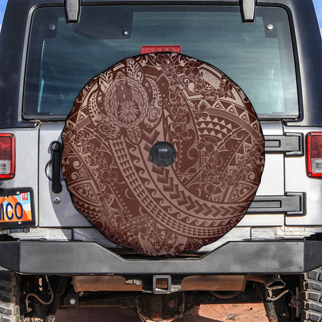 Hawaiian Turtles and Leis Spare Tire Cover Tribal Kakau Pattern Mocha Mousse Color LT03 Mocha Mousse - Polynesian Pride