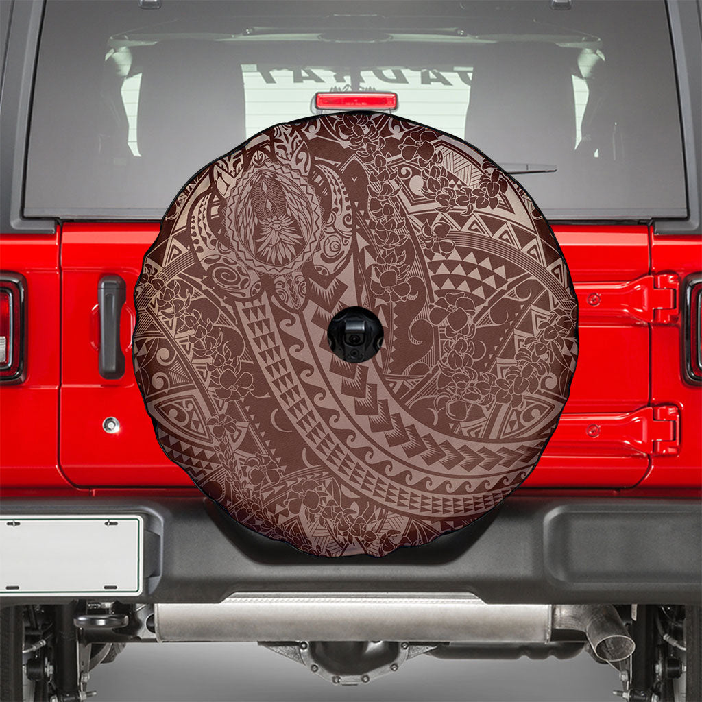 Hawaiian Turtles and Leis Spare Tire Cover Tribal Kakau Pattern Mocha Mousse Color LT03 - Polynesian Pride