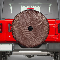 Hawaiian Turtles and Leis Spare Tire Cover Tribal Kakau Pattern Mocha Mousse Color LT03 - Polynesian Pride
