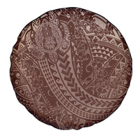 Hawaiian Turtles and Leis Spare Tire Cover Tribal Kakau Pattern Mocha Mousse Color LT03 - Polynesian Pride