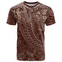 Hawaiian Turtles and Leis T Shirt Tribal Kakau Pattern Mocha Mousse Color LT03 Mocha Mousse - Polynesian Pride