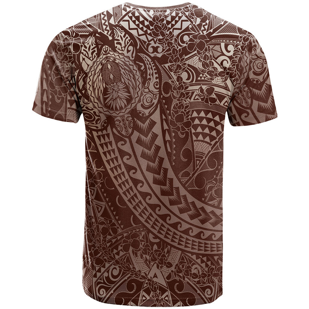 Hawaiian Turtles and Leis T Shirt Tribal Kakau Pattern Mocha Mousse Color LT03 - Polynesian Pride