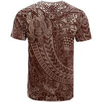 Hawaiian Turtles and Leis T Shirt Tribal Kakau Pattern Mocha Mousse Color LT03 - Polynesian Pride
