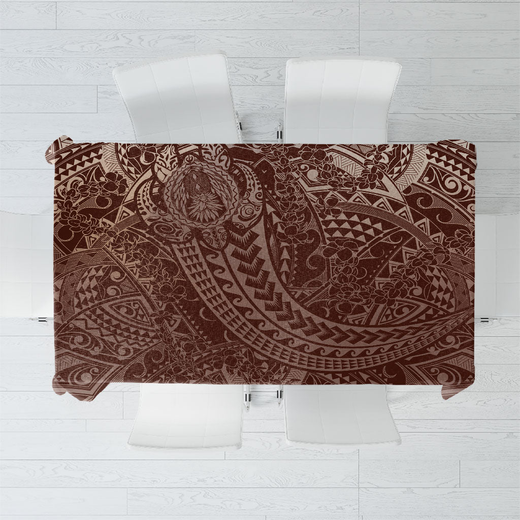 Hawaiian Turtles and Leis Tablecloth Tribal Kakau Pattern Mocha Mousse Color LT03 Mocha Mousse - Polynesian Pride