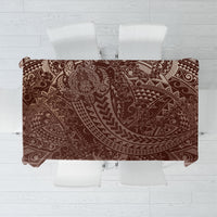 Hawaiian Turtles and Leis Tablecloth Tribal Kakau Pattern Mocha Mousse Color LT03 Mocha Mousse - Polynesian Pride