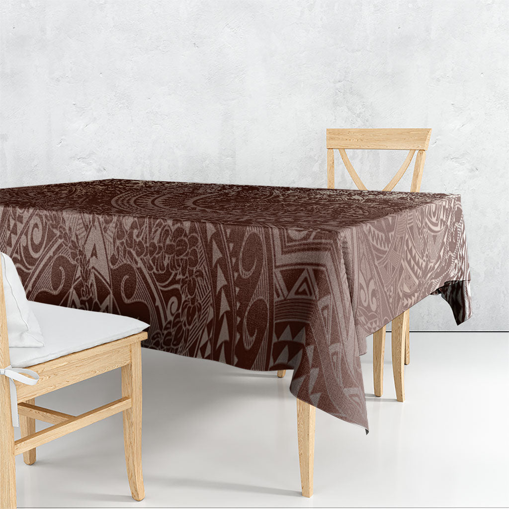 Hawaiian Turtles and Leis Tablecloth Tribal Kakau Pattern Mocha Mousse Color LT03 - Polynesian Pride