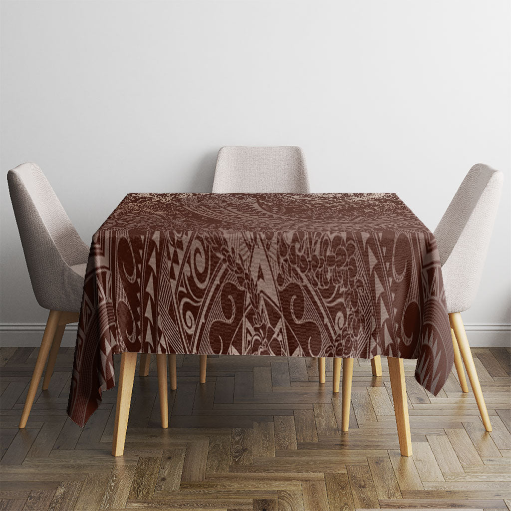 Hawaiian Turtles and Leis Tablecloth Tribal Kakau Pattern Mocha Mousse Color LT03 - Polynesian Pride
