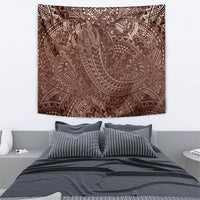 Hawaiian Turtles and Leis Tapestry Tribal Kakau Pattern Mocha Mousse Color LT03 - Polynesian Pride