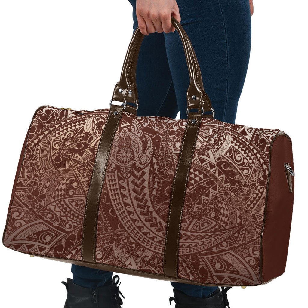 Hawaiian Turtles and Leis Travel Bag Tribal Kakau Pattern Mocha Mousse Color LT03 - Polynesian Pride
