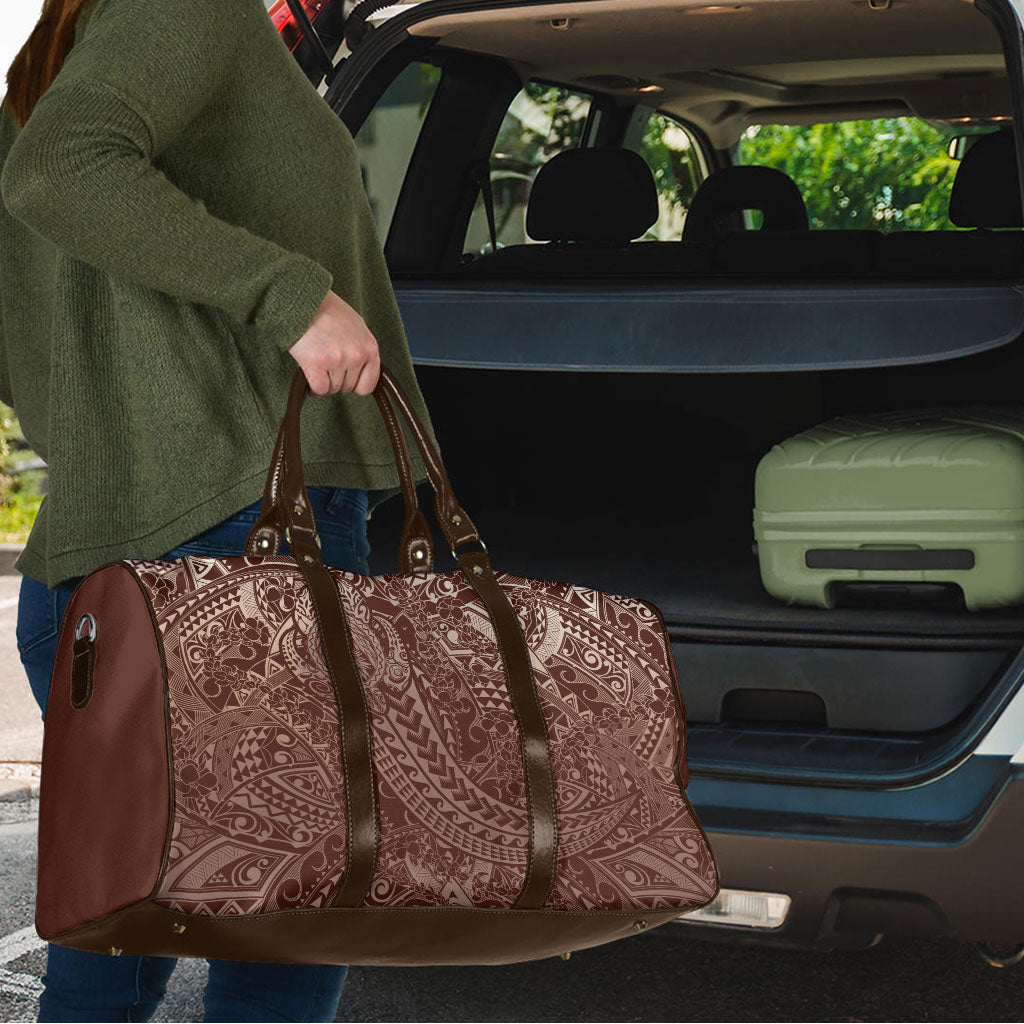 Hawaiian Turtles and Leis Travel Bag Tribal Kakau Pattern Mocha Mousse Color LT03 - Polynesian Pride