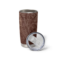 Hawaiian Turtles and Leis Tumbler Cup Tribal Kakau Pattern Mocha Mousse Color LT03 - Polynesian Pride