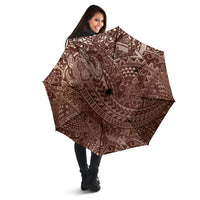 Hawaiian Turtles and Leis Umbrella Tribal Kakau Pattern Mocha Mousse Color LT03 - Polynesian Pride