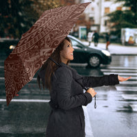 Hawaiian Turtles and Leis Umbrella Tribal Kakau Pattern Mocha Mousse Color LT03 - Polynesian Pride
