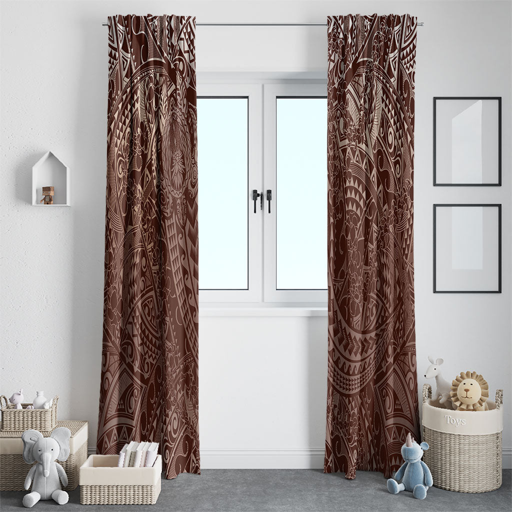Hawaiian Turtles and Leis Window Curtain Tribal Kakau Pattern Mocha Mousse Color LT03 - Polynesian Pride
