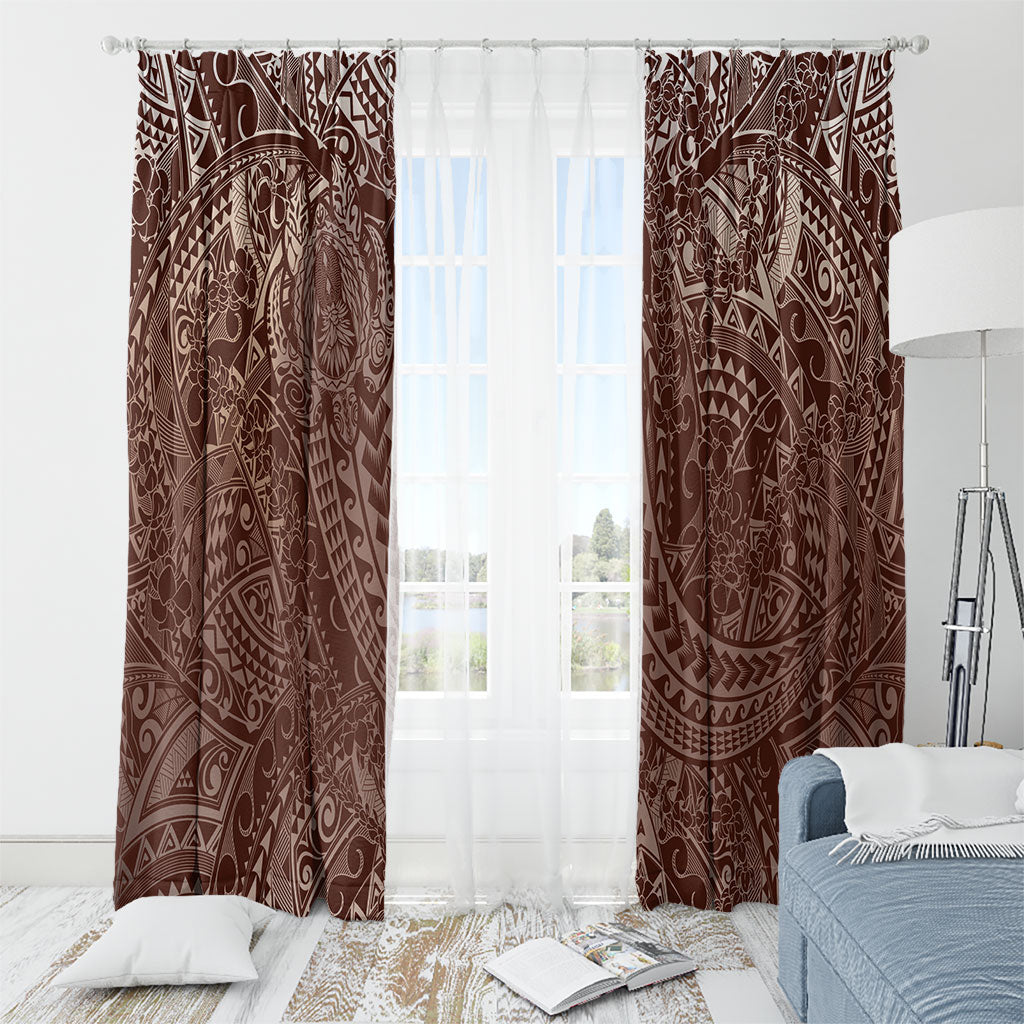 Hawaiian Turtles and Leis Window Curtain Tribal Kakau Pattern Mocha Mousse Color LT03 - Polynesian Pride