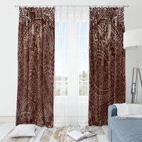 Hawaiian Turtles and Leis Window Curtain Tribal Kakau Pattern Mocha Mousse Color LT03 - Polynesian Pride