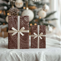 Hawaiian Turtles and Leis Wrapping Paper Tribal Kakau Pattern Mocha Mousse Color LT03 - Polynesian Pride