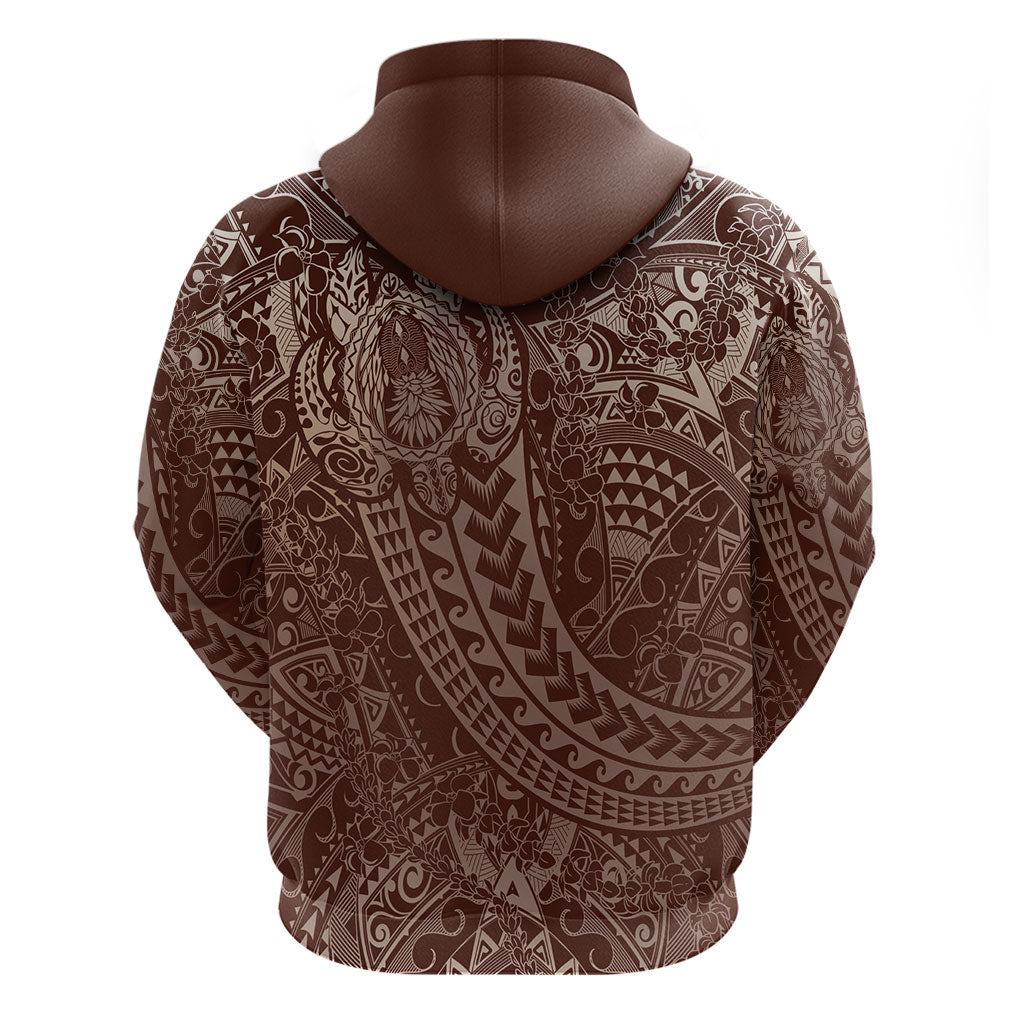 Hawaiian Turtles and Leis Zip Hoodie Tribal Kakau Pattern Mocha Mousse Color LT03 - Polynesian Pride