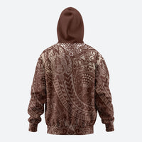 Hawaiian Turtles and Leis Zip Hoodie Tribal Kakau Pattern Mocha Mousse Color LT03 - Polynesian Pride