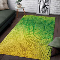 Hawaiian Turtles and Leis Area Rug Tribal Kakau Pattern Fresh Summer Vibe LT03 Green - Polynesian Pride