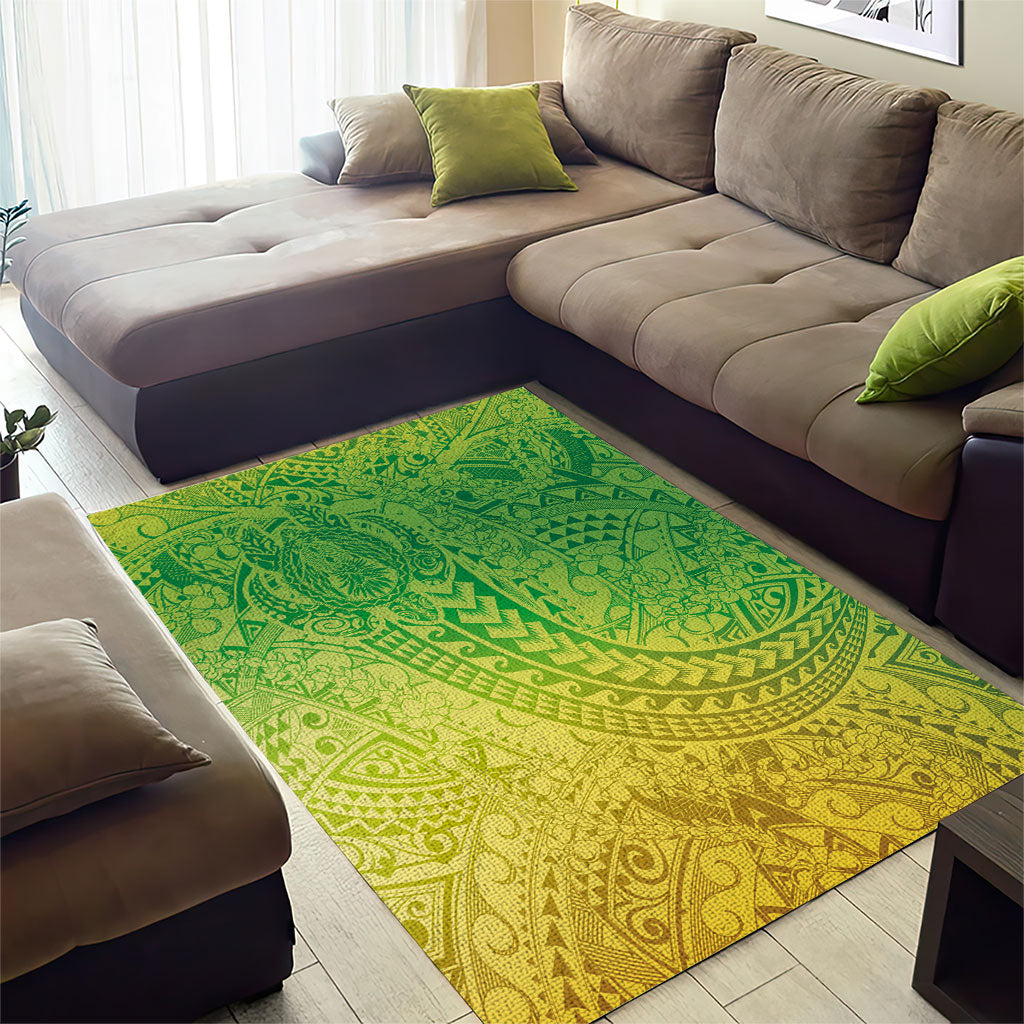 Hawaiian Turtles and Leis Area Rug Tribal Kakau Pattern Fresh Summer Vibe LT03 - Polynesian Pride